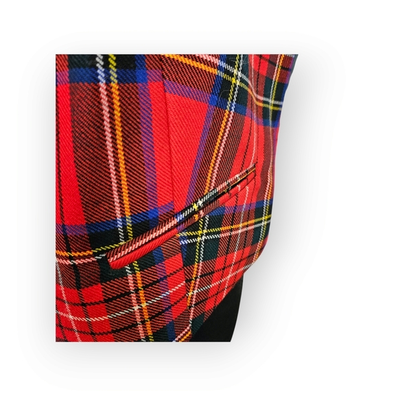 Women's James Pringle Weavers of Inverness Red Tartan Plaid Wool Vest Size 16 - Picture 6 of 7
